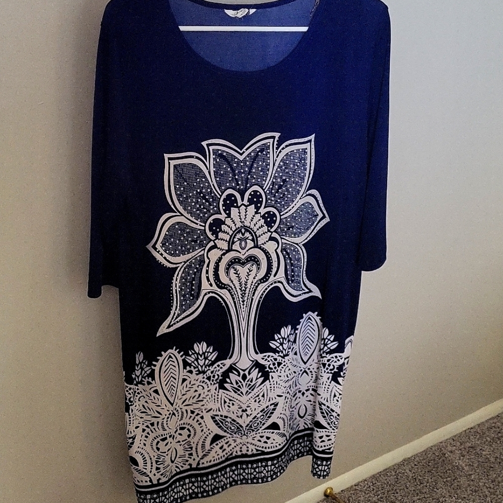 Navy sparkle lotus dress